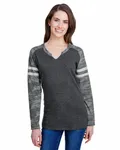 LAT Ladies' Gameday Mash-Up Long Sleeve Fine Jersey T-Shirt V SM