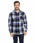 Woven Plaid Flannel With Biased Pocket Blue
