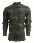 Woven Plaid Flannel With Biased Pocket Charcoal