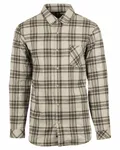 Woven Plaid Flannel With Biased Pocket Grey