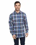 Woven Plaid Flannel With Biased Pocket STEEL