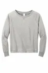 District Women's Featherweight French Terry Long Sleeve Crewneck DT672 Light Heather Grey
