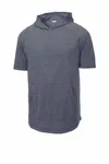 Sport-Tek PosiCharge Tri-Blend Wicking Short Sleeve Hoodie. ST404 True Navy Heather