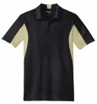 Sport-Tek Side Blocked Micropique Sport-Wick Polo. ST655 Black/ Vegas Gold