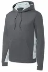 Sport-Tek Sport-Wick CamoHex Fleece Colorblock Hooded Pullover. ST239 Dark Smoke Grey/ White