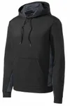 Sport-Tek Sport-Wick CamoHex Fleece Colorblock Hooded Pullover. ST239 Black/ Dark Smoke Grey