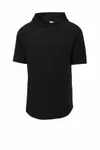 Sport-Tek PosiCharge Tri-Blend Wicking Short Sleeve Hoodie. ST404 Black Triad Solid