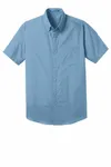Port Authority Short Sleeve Carefree Poplin Shirt. W101 Carolina Blue