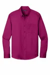 Port Authority Long Sleeve SuperPro React Twill Shirt. W808 Wild Berry