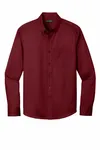 Port Authority Long Sleeve SuperPro React Twill Shirt. W808 Burgundy