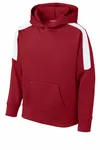 Sport-Tek Youth Sport-Wick Fleece United Pullover Hoodie YST255 Deep Red/ White