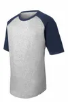 Sport-Tek Short Sleeve Colorblock Raglan Jersey. T201 Heather Grey/ Navy