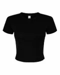 Women's Micro Rib Baby Tee Solid Black Blend