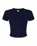 Women's Micro Rib Baby Tee Solid Navy Blend