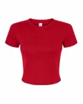 Women's Micro Rib Baby Tee Solid Red Blend