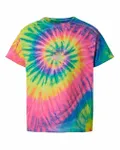 Youth Multi-Color Spiral Tie-Dyed T-Shirt Fluorescent Rainbow Spiral