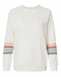 Women's Striped Sleeves Crewneck Sweatshirt Ivory