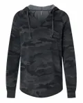 Women’s Lightweight California Wave Wash Hooded Sweatshirt Black Camo Heather