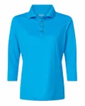 Women's Lady Palm Three-Quarter Sleeve Polo Turquoise