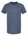 Unisex Fine Jersey Ringer T-Shirt Heather Denim/ Navy