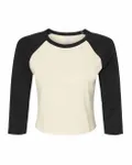 Ladies' Micro Ribbed Three-Quarter Raglan Baby T-Shirt Natural/ Black