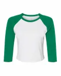 Ladies' Micro Ribbed Three-Quarter Raglan Baby T-Shirt White/ Kelly
