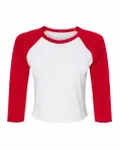 Ladies' Micro Ribbed Three-Quarter Raglan Baby T-Shirt White/ Red