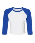 Ladies' Micro Ribbed Three-Quarter Raglan Baby T-Shirt White/ True Royal