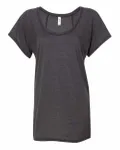Ladies' Flowy Raglan T-Shirt Dark Grey Heather