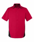 Harriton Men's Tall Flash IL Colorblock Short Sleeve Shirt Red/ Black