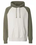 J America Adult Vintage Heather Pullover Hooded Sweatshirt Oatmeal Heather/ Army Heather