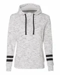 Ladies' Melange Scuba Neck Sweatshirt White/ Black