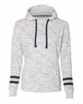 Ladies' Melange Scuba Neck Sweatshirt White/ Navy