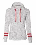 Ladies' Melange Scuba Neck Sweatshirt White/ Red