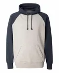 J America Adult Vintage Heather Pullover Hooded Sweatshirt Oatmeal Heather/ Vintage Navy Heather