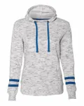 Ladies' Melange Scuba Neck Sweatshirt White/ Royal