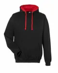 Just Hoods By AWDis Adult 80/20 Midweight Varsity Contrast Hooded Sweatshirt Jet Black/ Fire Red
