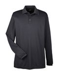 UltraClub Adult Cool & Dry Long-Sleeve MeshPiqu Polo BLACK