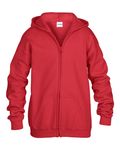Gildan Youth Heavy Blend Full-Zip Hooded Sweatshirt RED