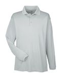 UltraClub Adult Cool & Dry Sport Long-Sleeve Polo Grey