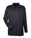 UltraClub Adult Cool & Dry Sport Long-Sleeve Polo BLACK
