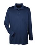 UltraClub Adult Cool & Dry Sport Long-Sleeve Polo Navy