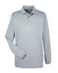 UltraClub Adult Cool & Dry Long-Sleeve MeshPiqu Polo SILVER