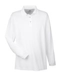 UltraClub Adult Cool & Dry Sport Long-Sleeve Polo WHITE