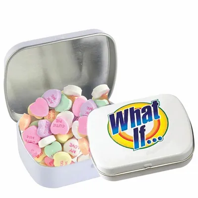 Domed Tin - Imprinted Conversation Hearts - Custom Canvas Now