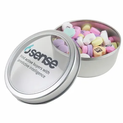 Large Top View Tin - Imprinted Conversation Hearts - Custom Canvas Now