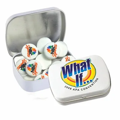 Domed Tin - Imprinted Round Mints - Custom Canvas Now
