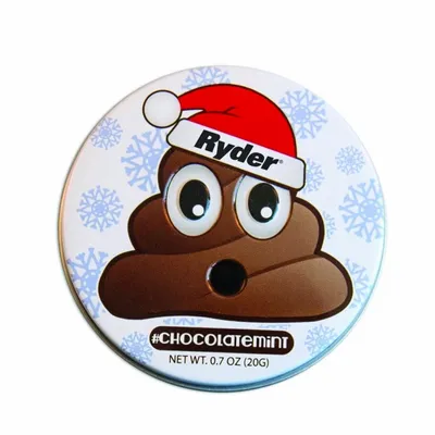 Santa Poop Emojy Tin with Chocolate Mints - Custom Canvas Now
