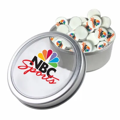 Large Top View Tin - Imprinted Round Mints - Custom Canvas Now