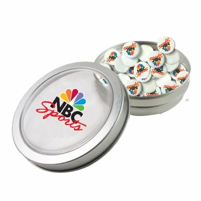 Small Top View Tin - Imprinted Round Mints - Custom Canvas Now